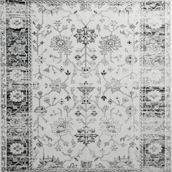 YUIlili Non-Slip Machine Washable Grey Cream Area Rug For Living Room, Hallway Runner, Entryway Rug #AZJL80