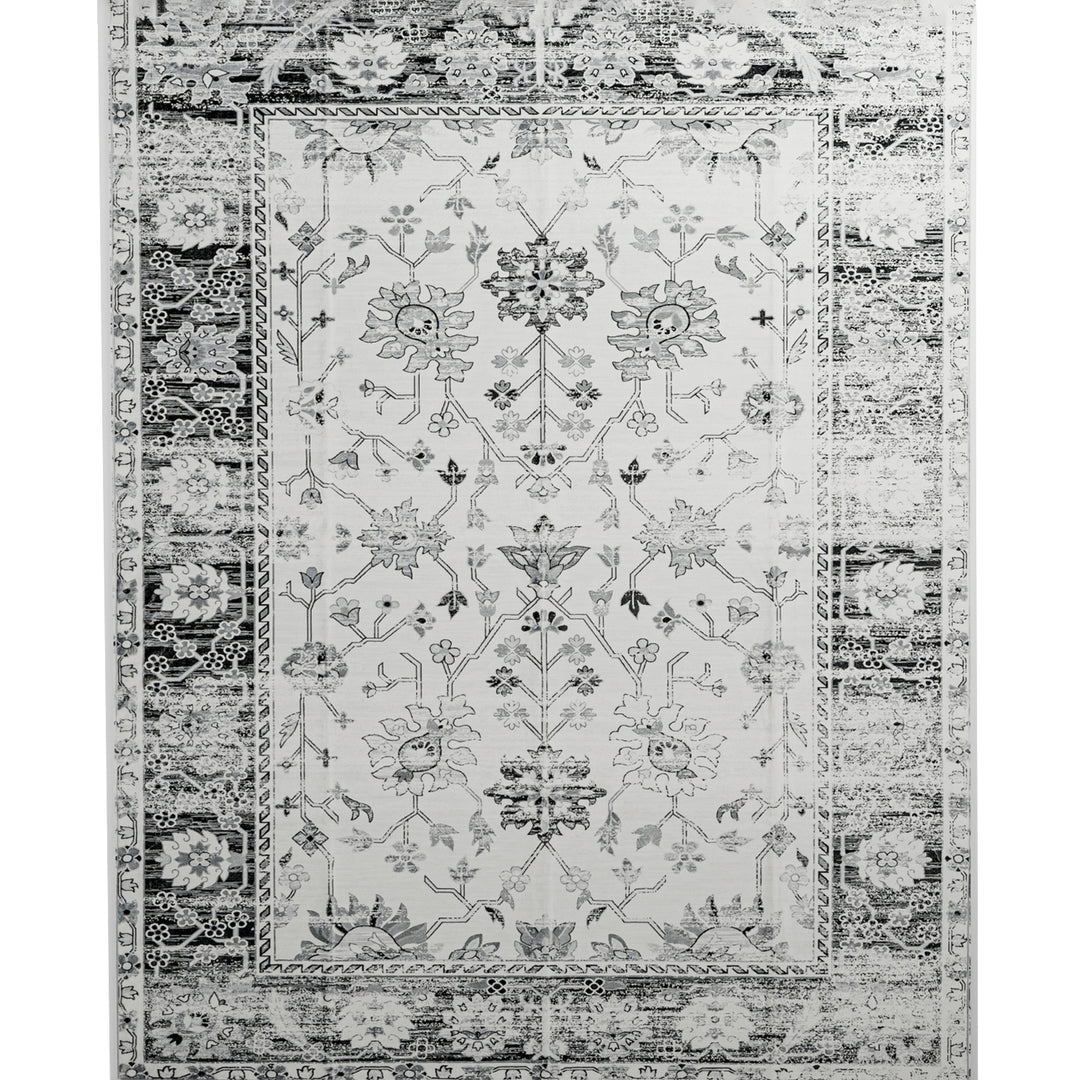 YUIlili Non-Slip Machine Washable Grey Cream Area Rug For Living Room, Hallway Runner, Entryway Rug #AZJL80