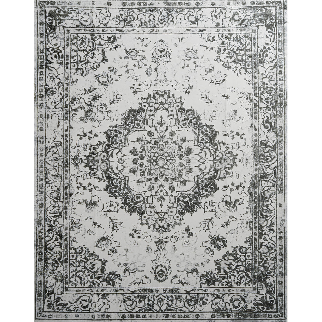 YUIlili Non-Slip Machine Washable Grey Cream Area Rug For Living Room, Hallway Runner, Entryway Rug #AZJL91