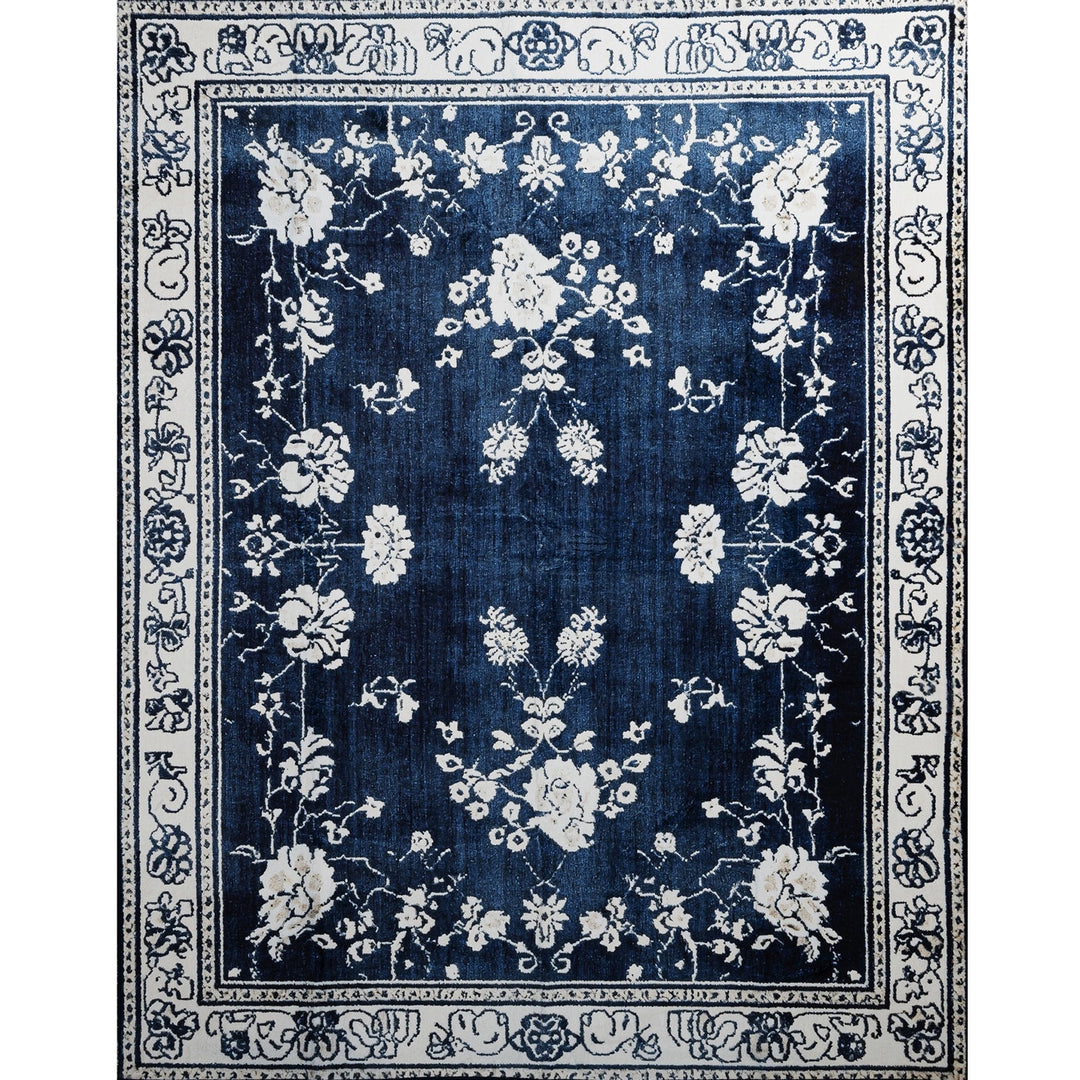 YUIlili Non-Slip Machine Washable Blue Cream Area Rug For Living Room, Hallway Runner, Entryway Rug #AZJL93