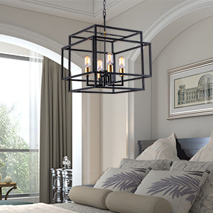 Maxax 4 - Light Lantern Square Chandelier#MX19078-4-P