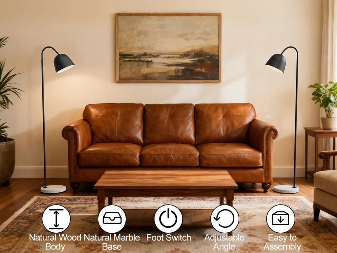 64" Modern Metal Floor Lamp, Polished Gold Finish, 350° Swivel & 90° Tilting Head, Foot Switch Standing Lamp For Living Room, Bedroom, Office #F268-BK