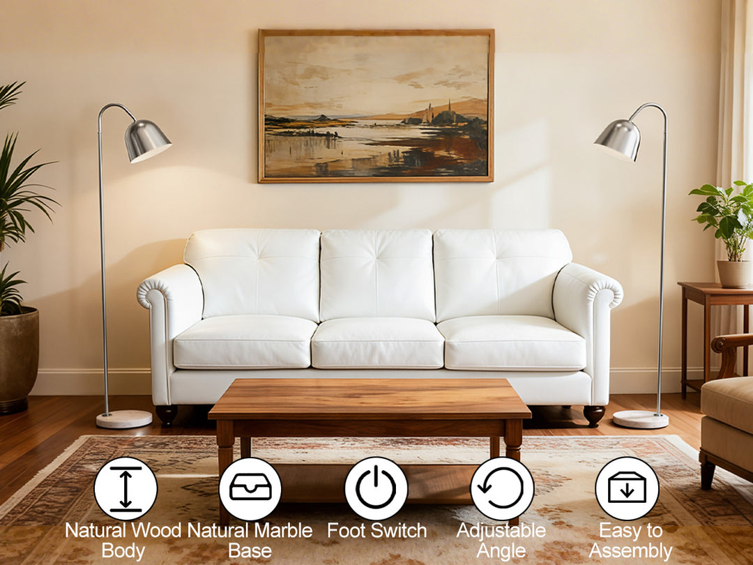 64" Modern Metal Floor Lamp, Polished Gold Finish, 350° Swivel & 90° Tilting Head, Foot Switch Standing Lamp For Living Room, Bedroom, Office #F268-BK