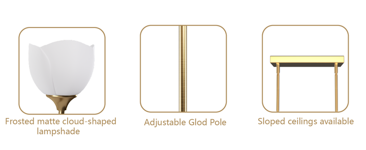 Twilight 4-Light 36"W Black/Brass Modern Linear Pendant Chandelier With Flower Frosted Glass Shades For Dining Room Or Kitchen Island #P39015