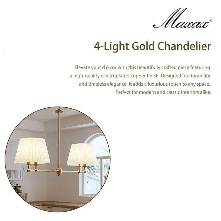 4-Light Dimmable Classic And Traditional Shaded Liner Pendant #19227