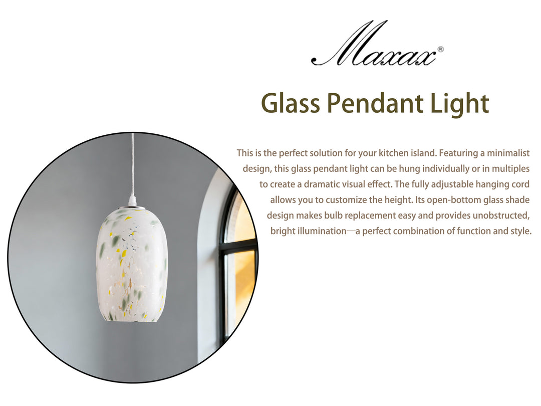 1 - Light 5" W Modern Nickel Jar Pendant With Hand-blown Art Glass For Dining Room Or Kitchen Island #28032