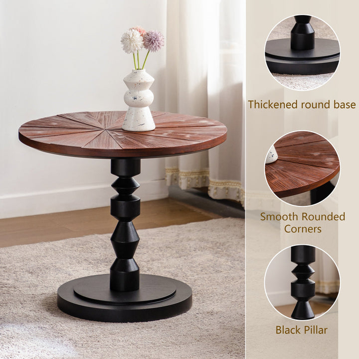 Timeless 23.6" Solid Wood Top Round End Table #25028