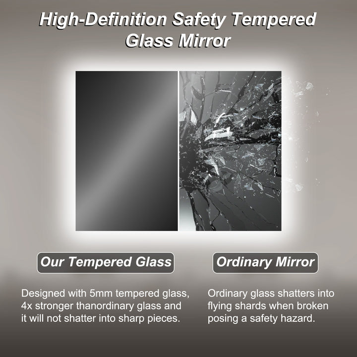 Elevate Home Modern Frameless LED Lighted Anti-Fog Dimmable Tempred Bathroom&Vanity Mirror #BL02