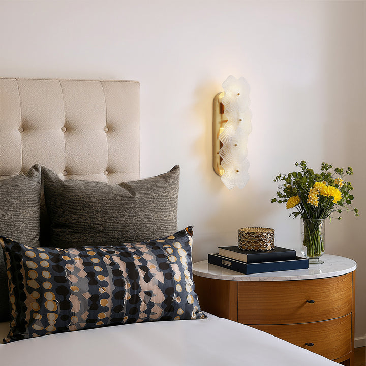 Lumin 3 - Light 𝟭𝟵.𝟱-𝗜𝗡𝗖𝗛 𝗪 Dimmable Metal Brass Etl Wall Sconces With Petal-shaped Glass #48003