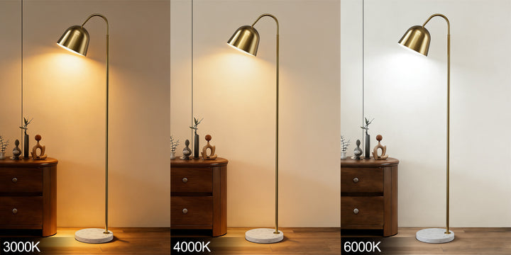 64" Modern Metal Floor Lamp, Polished Gold Finish, 350° Swivel & 90° Tilting Head, Foot Switch Standing Lamp For Living Room, Bedroom, Office #F268-BK