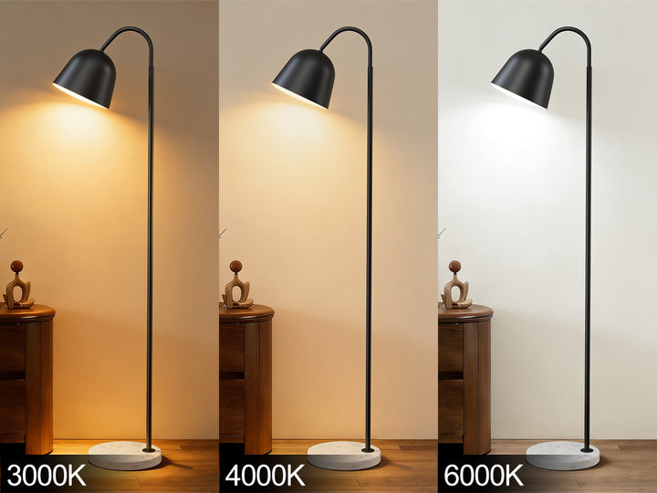 64" Modern Metal Floor Lamp, Polished Gold Finish, 350° Swivel & 90° Tilting Head, Foot Switch Standing Lamp For Living Room, Bedroom, Office #F268-BK