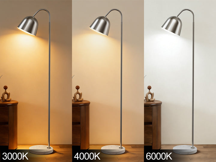 64" Modern Metal Floor Lamp, Polished Gold Finish, 350° Swivel & 90° Tilting Head, Foot Switch Standing Lamp For Living Room, Bedroom, Office #F268-BK