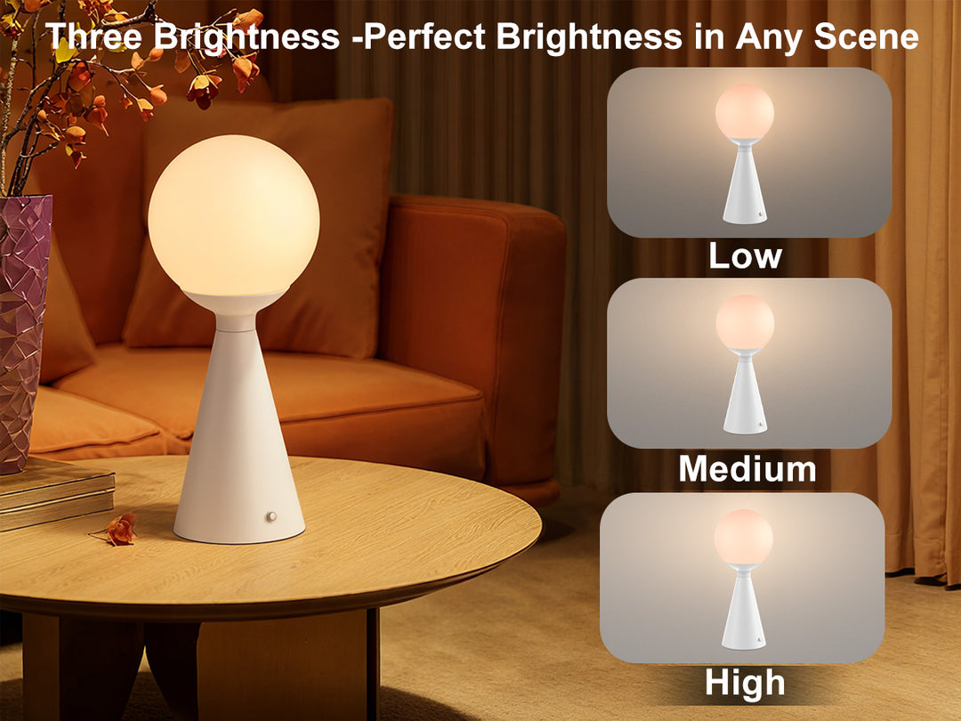 Vivid 13" Modern Rechargeable Touch Led Table Lamp With Round Shade And Usb-C Charging #T279