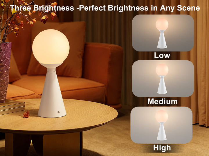 Vivid 13" Modern Rechargeable Touch Led Table Lamp With Round Shade And Usb-C Charging #T279