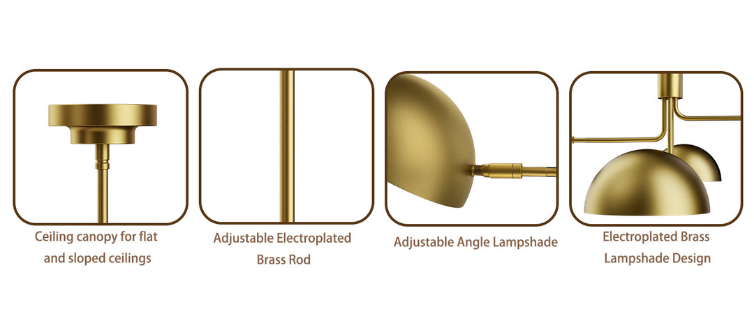 Glimmer 4-light 36" Gray/brass Modern Sputnik Chandelier With Electroplating Shade For Dining Room Or Kitchen #29030