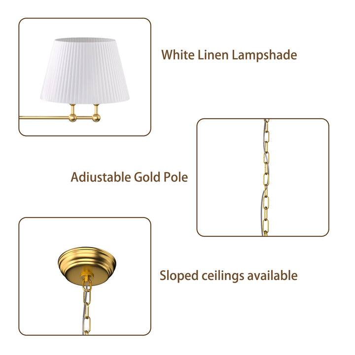 4-Light Dimmable Classic And Traditional Shaded Liner Pendant #19227