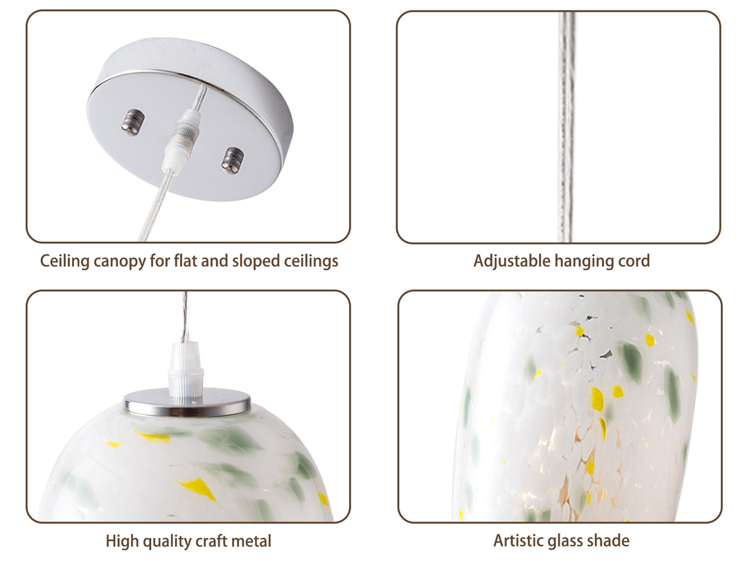 1 - Light 5" W Modern Nickel Jar Pendant With Hand-blown Art Glass For Dining Room Or Kitchen Island #28032