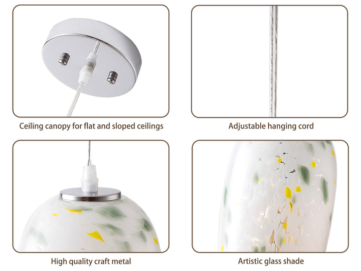 1 - Light 5" W Modern Nickel Jar Pendant With Hand-blown Art Glass For Dining Room Or Kitchen Island #28032