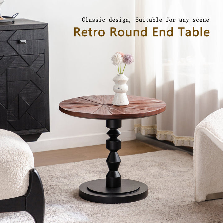 Timeless 23.6" Solid Wood Top Round End Table #25028