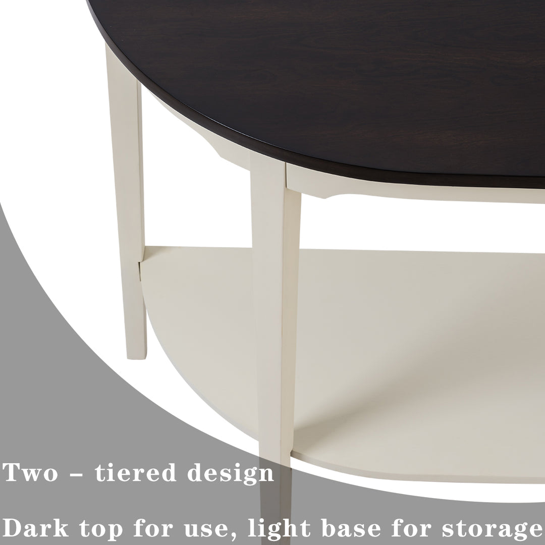 Timeless 31.5'' Round Modern Solid Wood Coffee Table With 2-Tier Shelves #51003