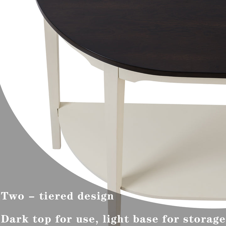 Timeless 31.5'' Round Modern Solid Wood Coffee Table With 2-Tier Shelves #51003