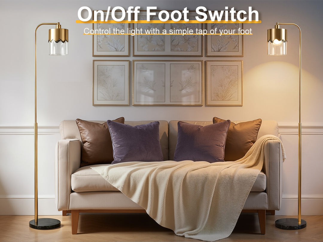 Glimmer 66" Modern Metal Floor Lamp Dual-Layer Shade Bright Lighting Foot Switch For Living Room Bedroom #FGT01
