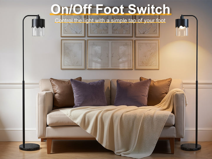 Glimmer 66" Modern Metal Floor Lamp Dual-Layer Shade Bright Lighting Foot Switch For Living Room Bedroom #FGT01