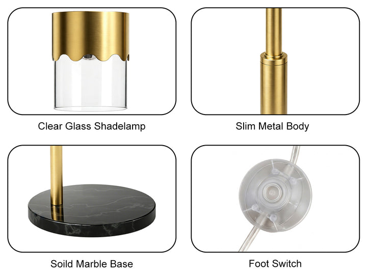 Glimmer 66" Modern Metal Floor Lamp Dual-Layer Shade Bright Lighting Foot Switch For Living Room Bedroom #FGT01