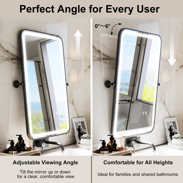 Elevate Home Modern Led Framed Tempered Anti-fog Dimmable 3-color Wall Mounted Vanity Mirror For Bathroom #52001