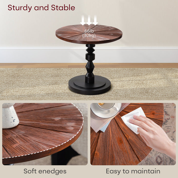 Timeless 23.6" Solid Wood Top Round End Table #25028
