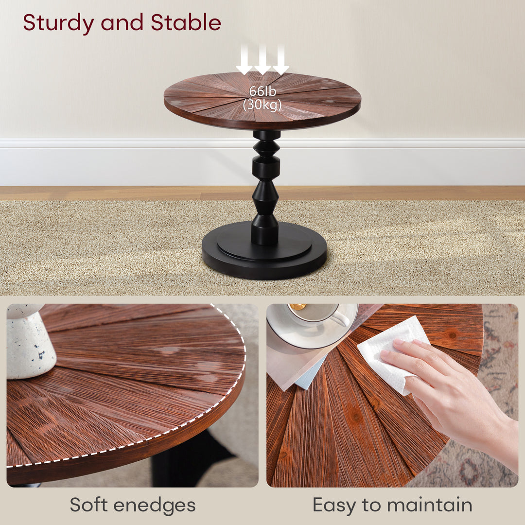 Timeless 23.6" Solid Wood Top Round End Table #25028