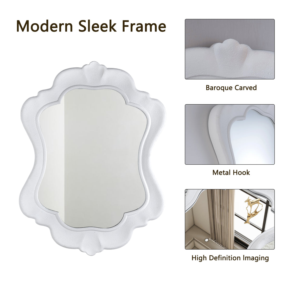 Clarity 32" X 24" Modern White Frame Asymmetrical Wall Mounted Mirror #31016