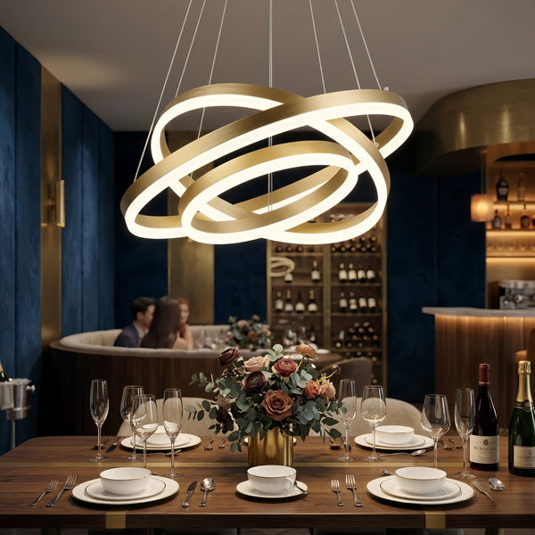20"w Led Sprayed And Brushed Gold Aluminum Material And Acrylic Modern Chandelier Light For Living Room/bedroom #YX-22