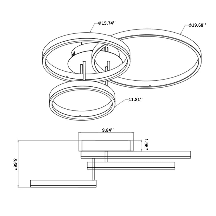 Maxax 3 - Light 31.8in LED Rings Unique Flush Mount #YX-17-FM