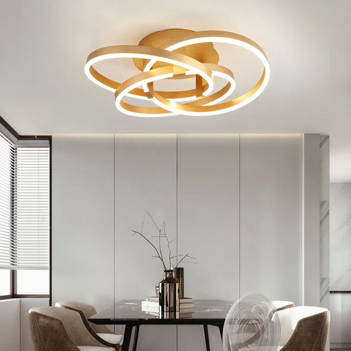 Maxax Gold Geometric LED Semi Flush Mount #MX19035