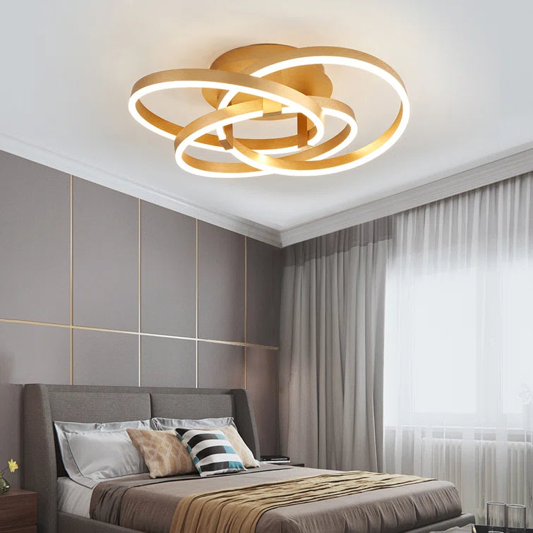 Maxax Gold Geometric LED Semi Flush Mount #MX19035