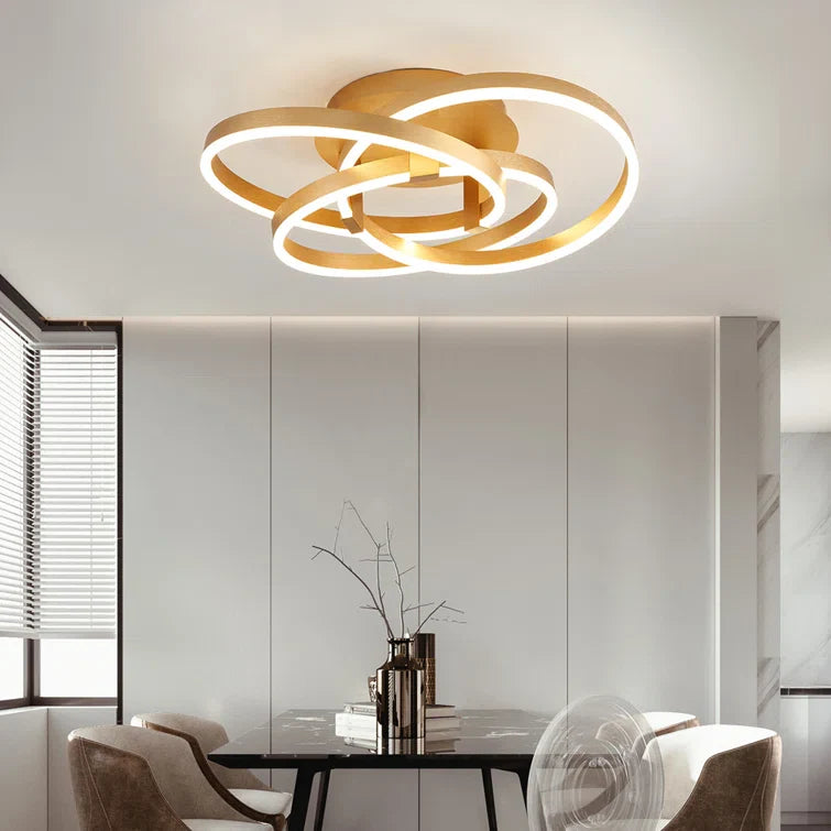 Maxax Gold Geometric LED Semi Flush Mount #MX19035