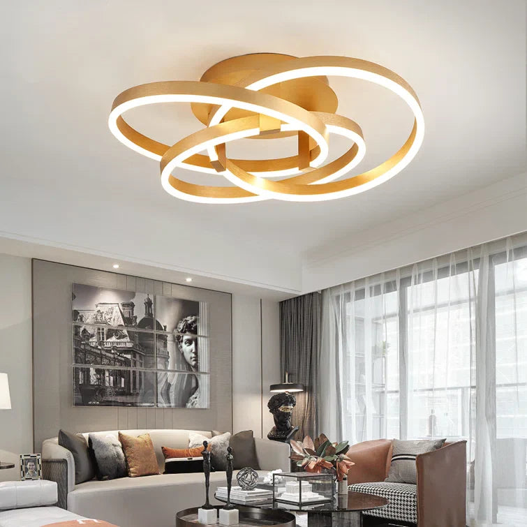 Maxax Gold Geometric LED Semi Flush Mount #MX19035