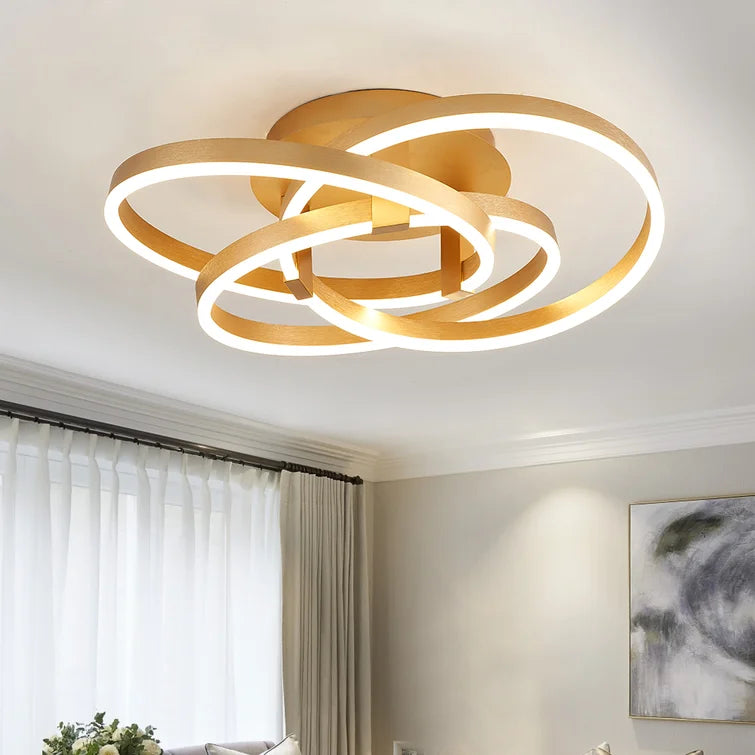 Maxax Gold Geometric LED Semi Flush Mount #MX19035