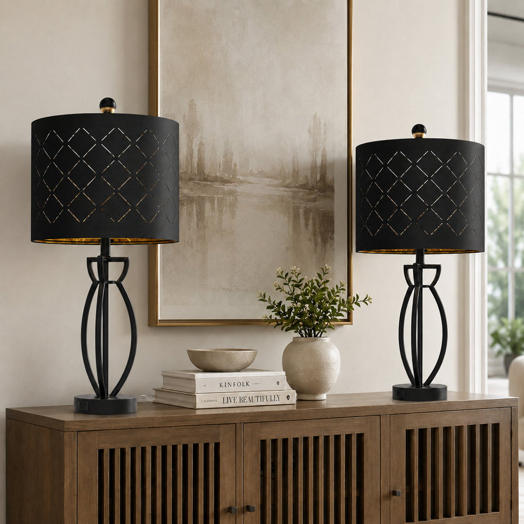 Vibe 24.6'' Traditional Gold Metal Table Lamp With Usb For Living Room/Bedroom #T274
