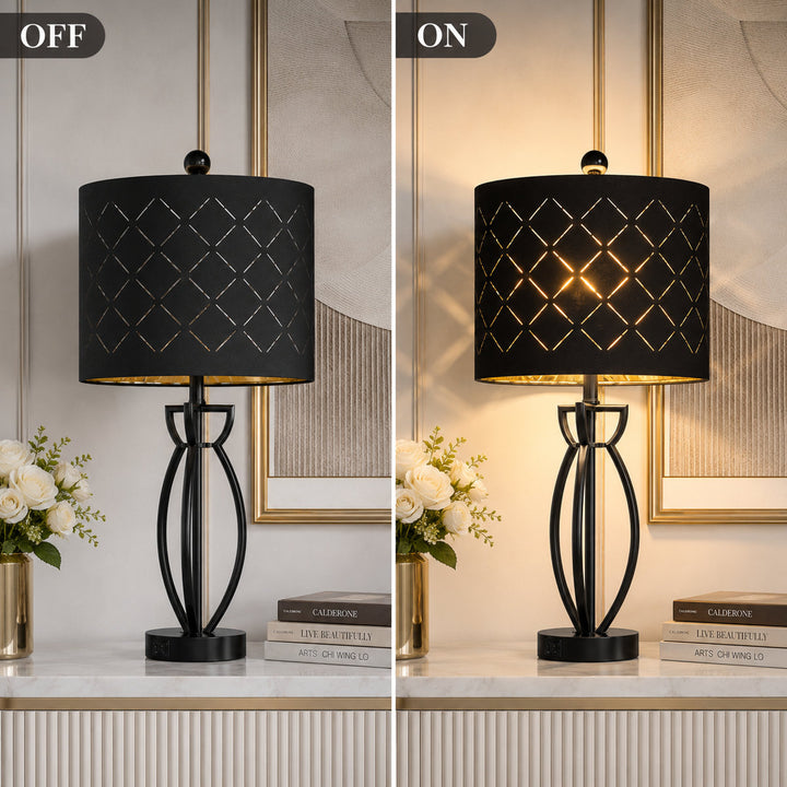 Vibe 24.6'' Traditional Gold Metal Table Lamp With Usb For Living Room/Bedroom #T274