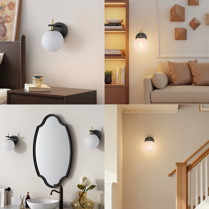 Nimbus 1 - Light Dimmable Iron ETL Bathroom Vanity Light with Round Shape Cloud Glass Shade #CLB29015