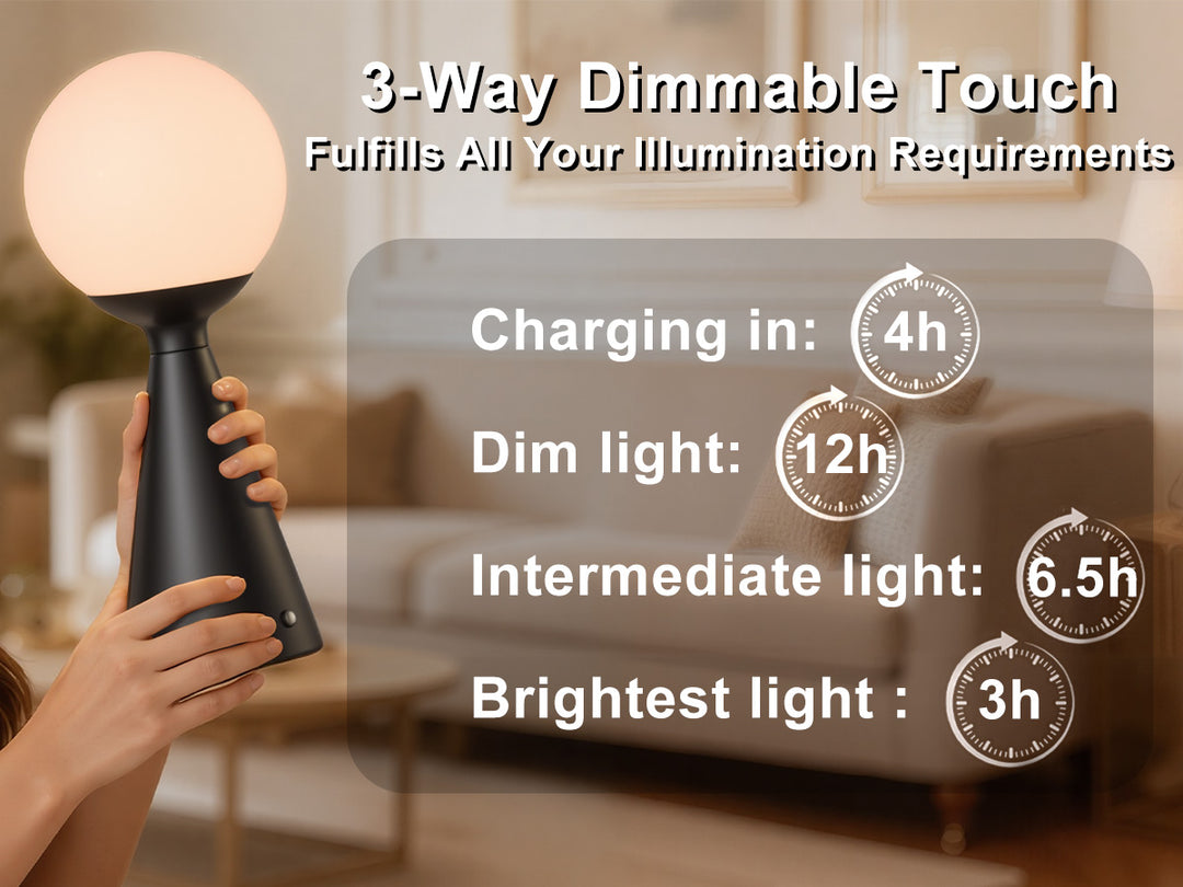 Vivid 13" Modern Rechargeable Touch Led Table Lamp With Round Shade And Usb-C Charging #T279