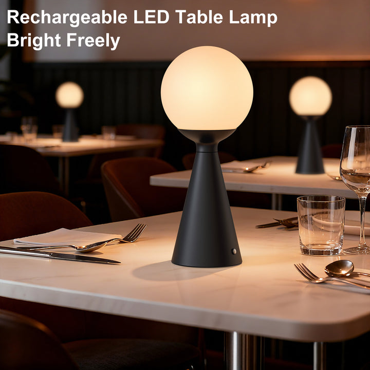 Vivid 13" Modern Rechargeable Touch Led Table Lamp With Round Shade And Usb-C Charging #T279