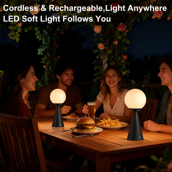 Vivid 13" Modern Rechargeable Touch Led Table Lamp With Round Shade And Usb-C Charging #T279