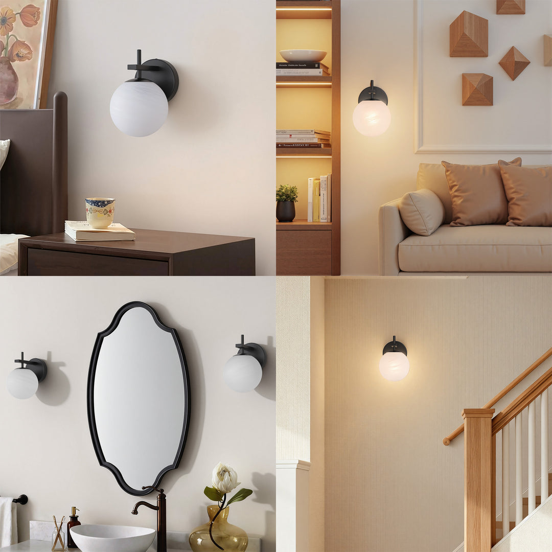 Nimbus 1 - Light Dimmable Iron ETL Bathroom Vanity Light with Round Shape Cloud Glass Shade #CLB29015