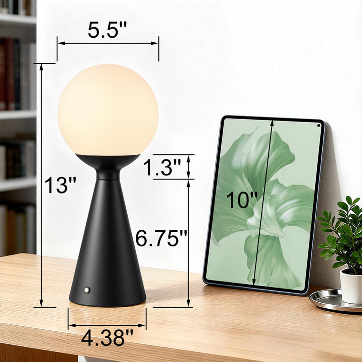 Vivid 13" Modern Rechargeable Touch Led Table Lamp With Round Shade And Usb-C Charging #T279