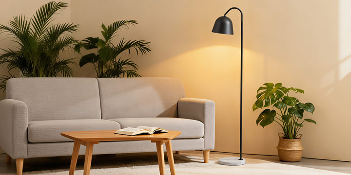 64" Modern Metal Floor Lamp, Polished Gold Finish, 350° Swivel & 90° Tilting Head, Foot Switch Standing Lamp For Living Room, Bedroom, Office #F268-BK