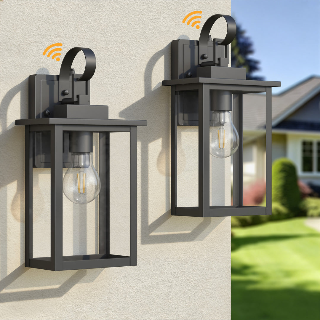 Maxax Dusk to Dawn 12" Outdoor Wall Light, Exterior Waterproof Wall Sconce, Matte Black Front Porch Light, Outside Wall Mount Lantern for House Garage Doorway (Bulb Include) #7041