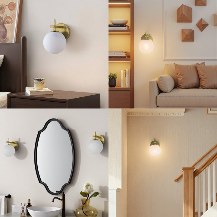 Nimbus 1 - Light Dimmable Iron ETL Bathroom Vanity Light with Round Shape Cloud Glass Shade #CLB29015